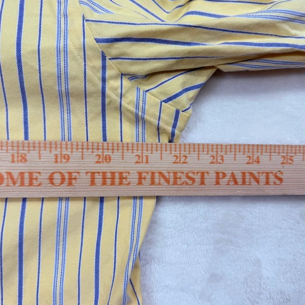 Ralph Lauren Classic Fit Striped Button Down Shirt Mens 15 M Yellow Blue Oxford